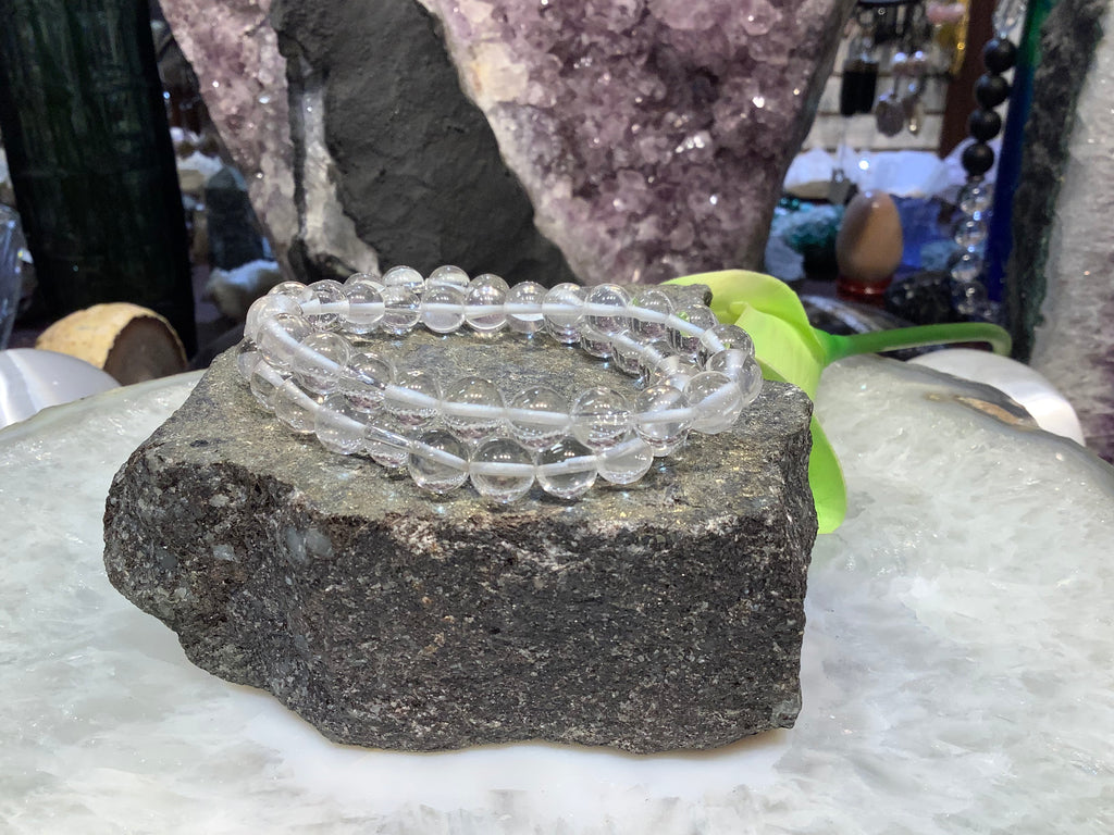 Rock quartz crystal 8mm gemstone bracelet