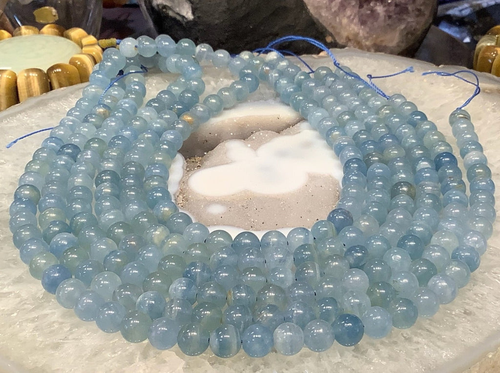 8mm Blue Lemurian Calcite Round Gemstone Beads