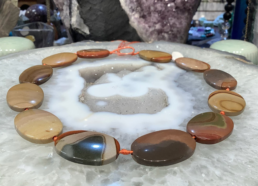 Natural Multicolor Picture Jasper oval gemstone Beads #2