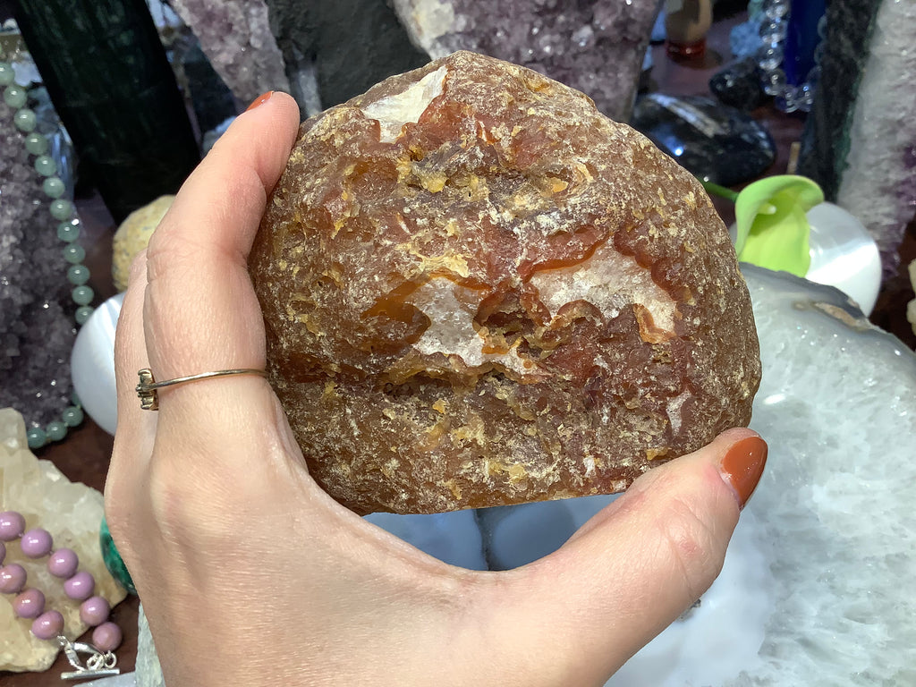 Brazil Golden agate drusy geode specimen