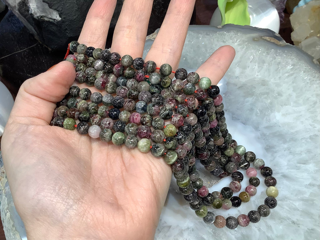 Beautiful cats eye tourmaline 7mm gemstone beads