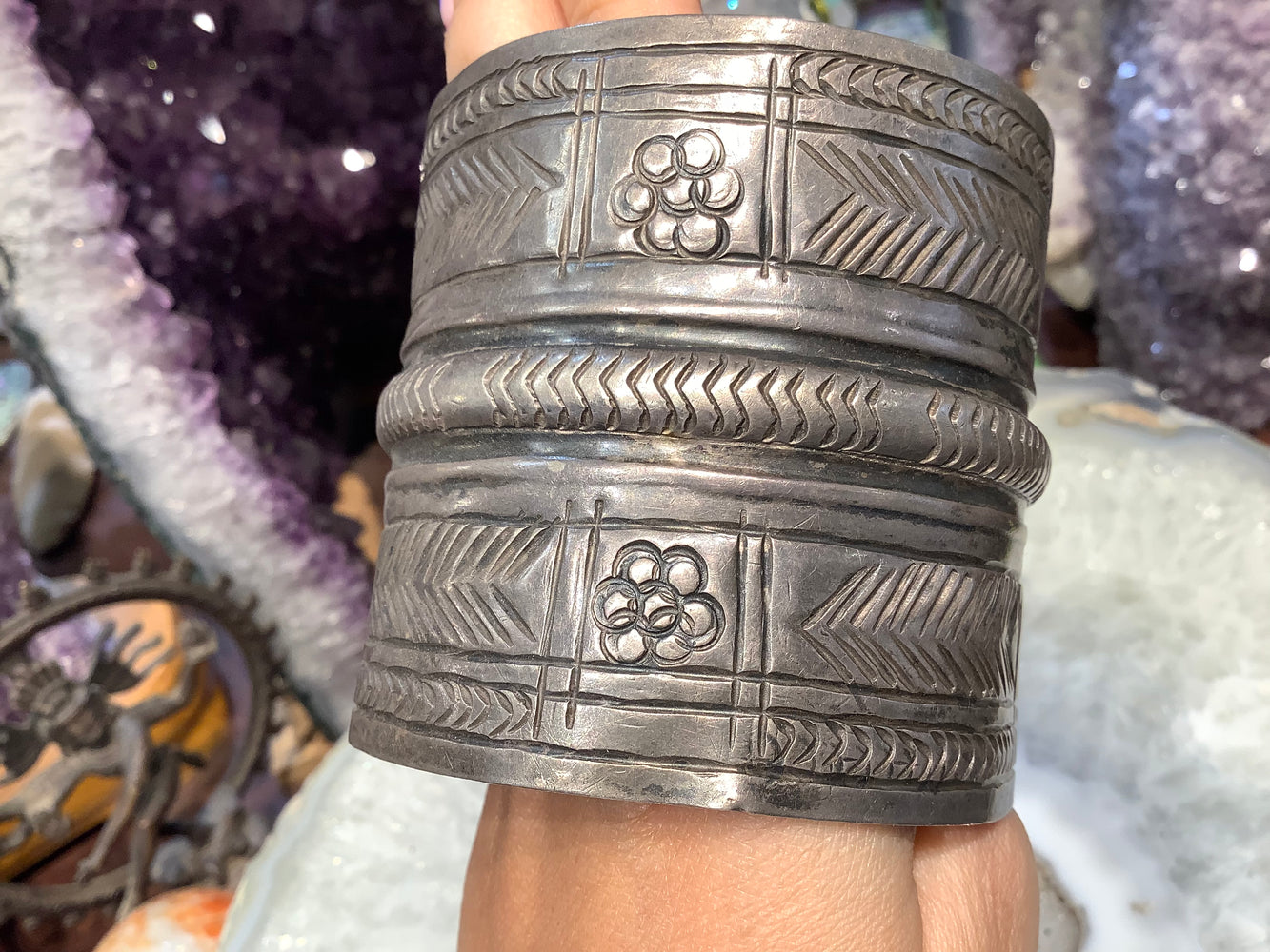 Antique Egyptian Bedouin silver cuff bracelet
