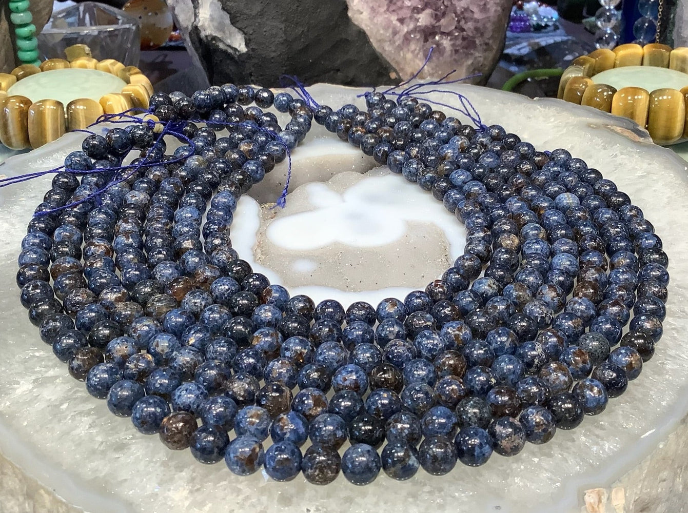 8mm Blue Pegmatite Round Gemstone Beads