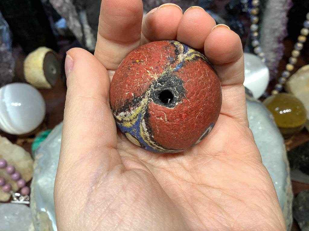 Vintage Akoso glass Bodom large bead Ghana 1 piece