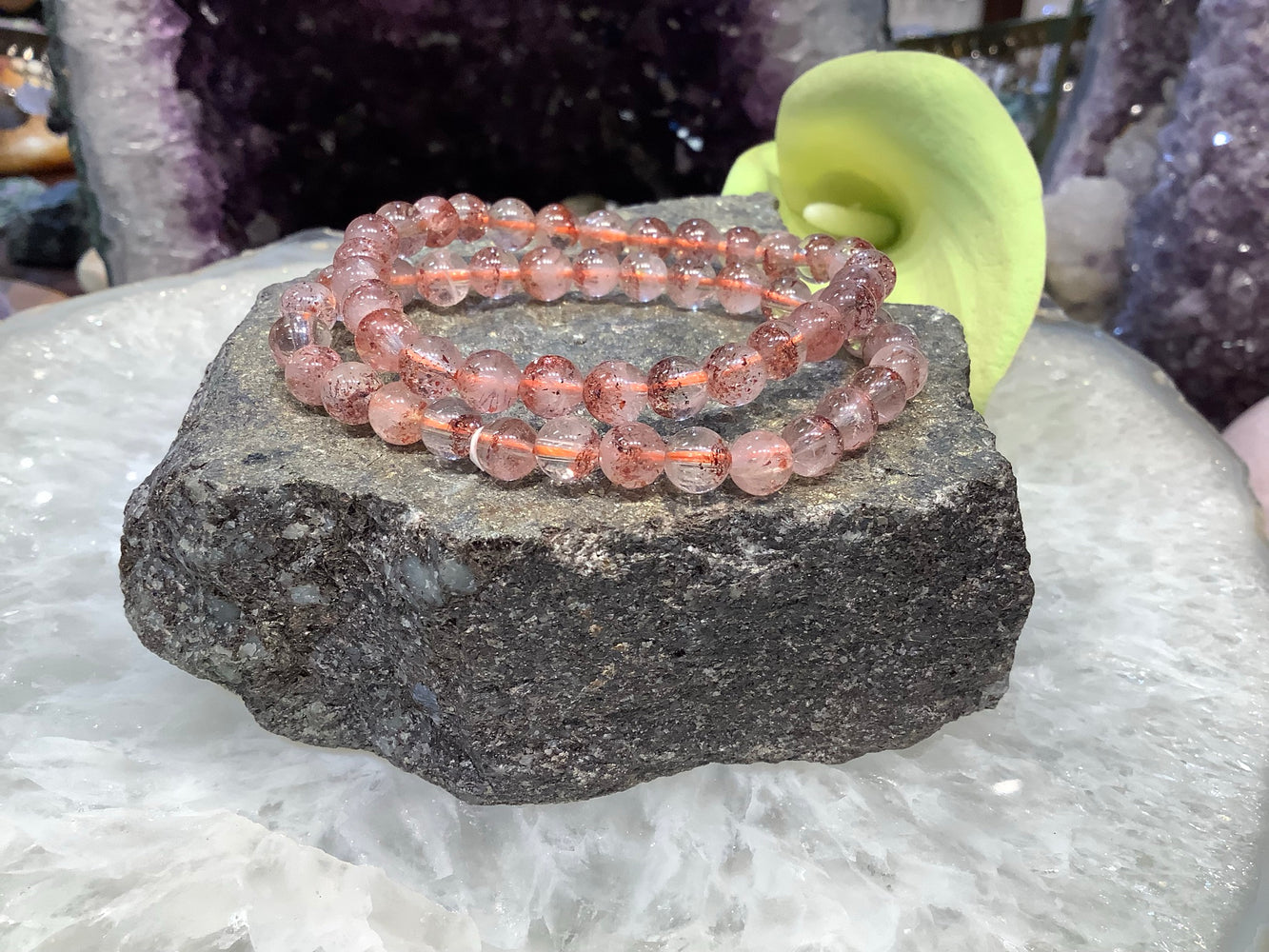 Strawberry quartz 6mm gemstone bracelet