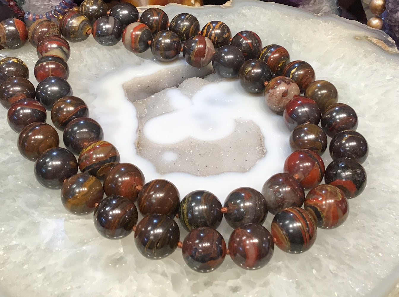 17mm Tiger iron round gemstone beads