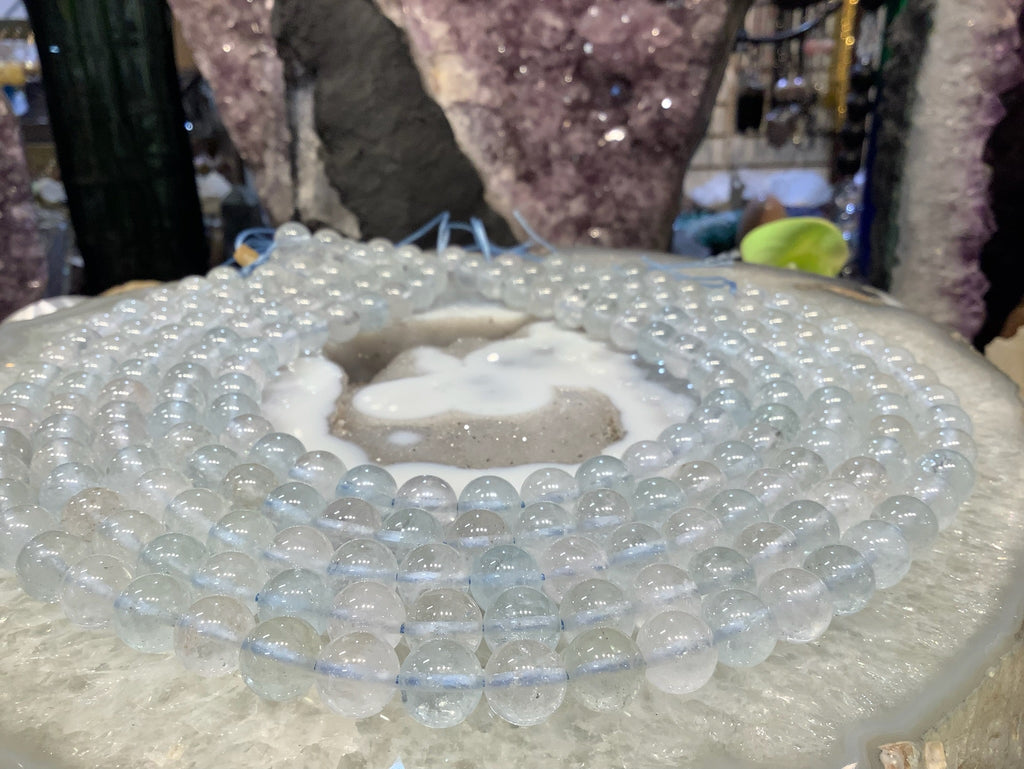 10mm Natural Water Aquamarine Goshenite Round Gemstone Beads