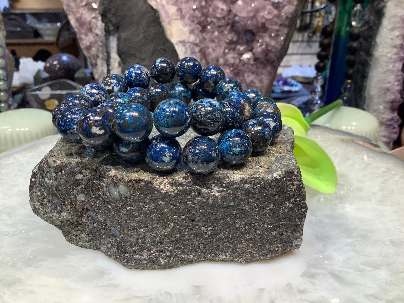 Stunning Natural Blue Shattuckite 12mm gemstone bracelet