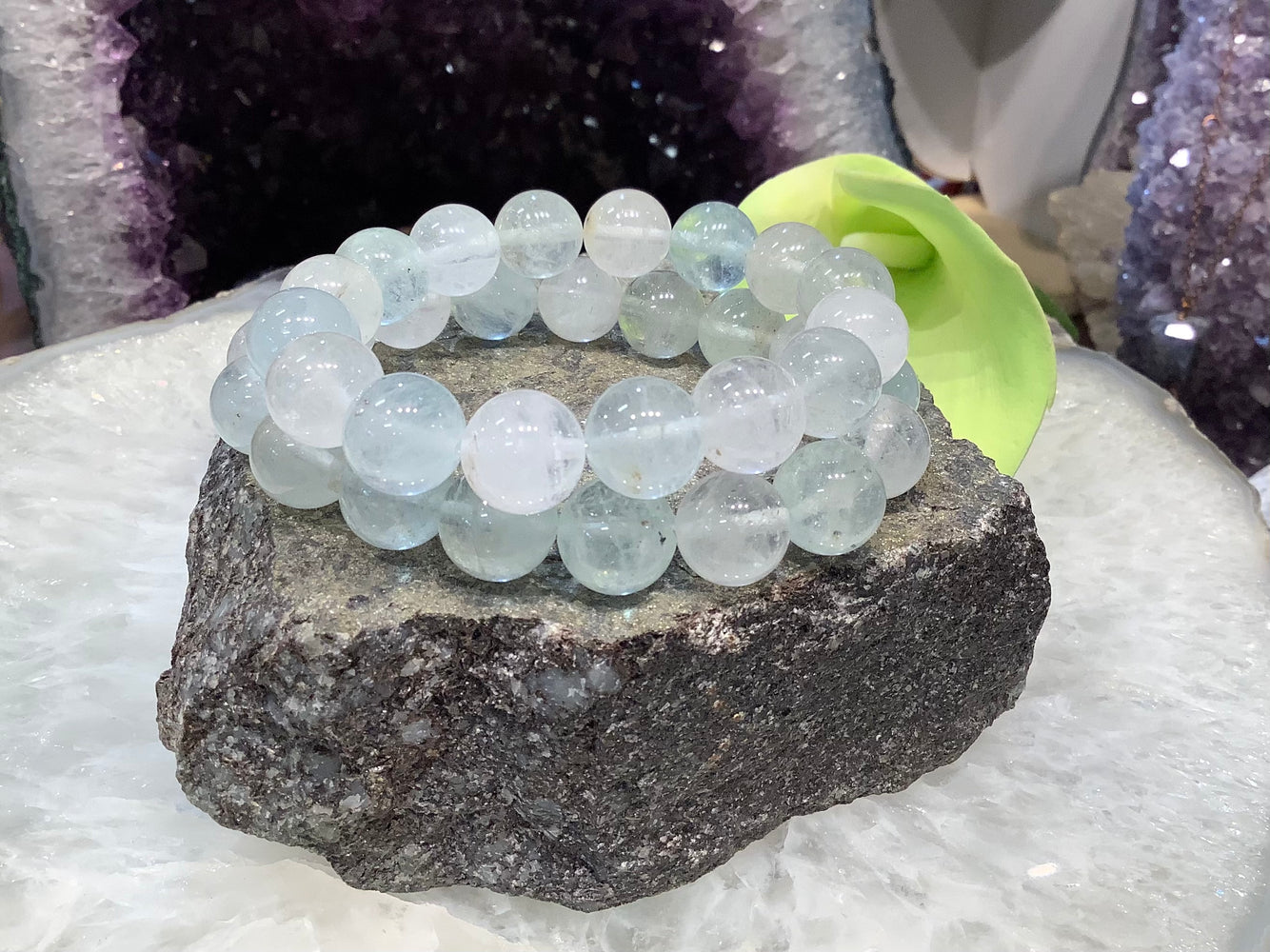 Aquamarine Goshenite 12mm gemstone bracelet