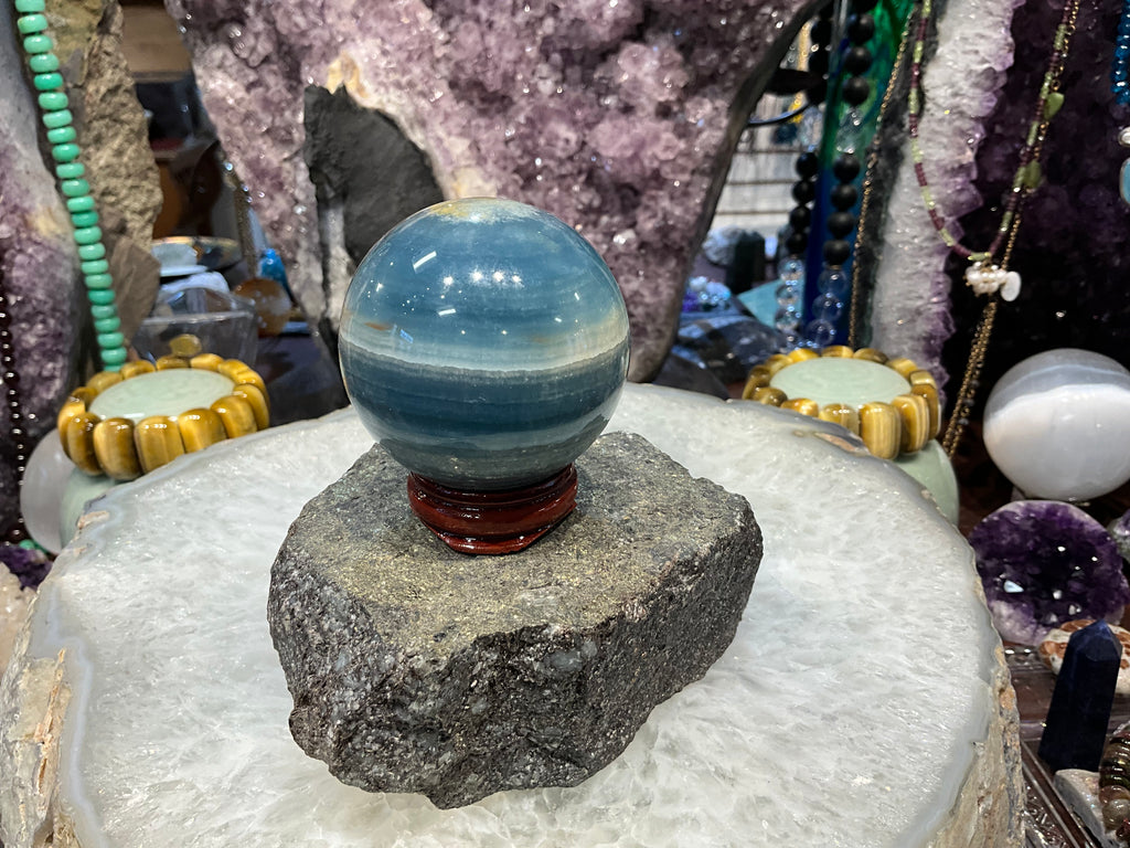 55mm Lemurian Blue Calcite Round Gemstone Sphere
