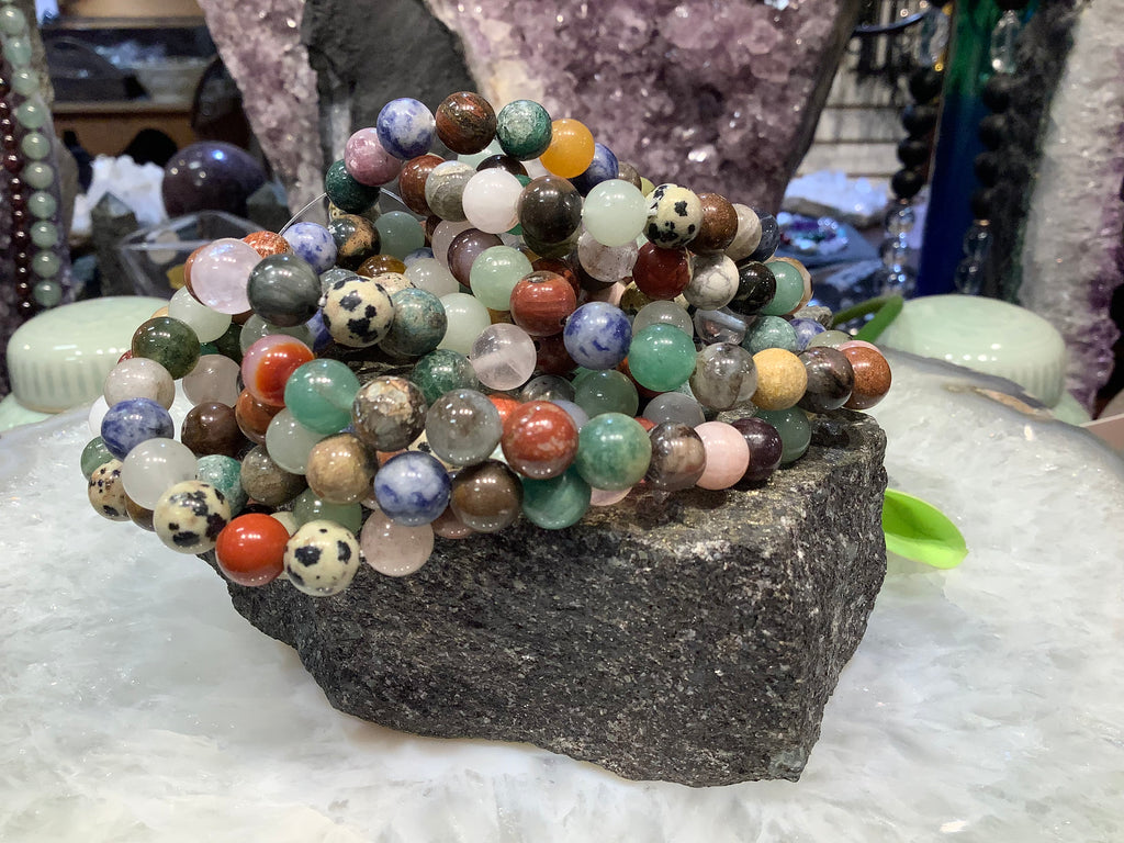 Mixed assorted stone 8mm gemstone bracelet