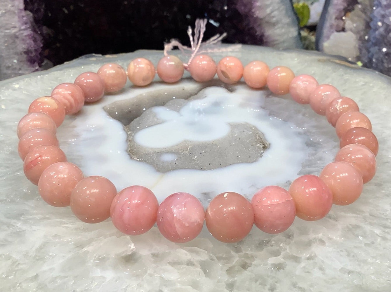 Natural Peru Pink Opal Round Gemstone Beads - 15mm