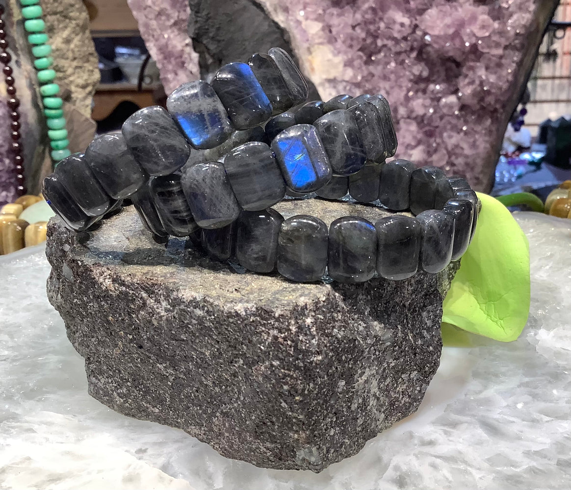 Labradorite blue flash cuff gemstone bracelet