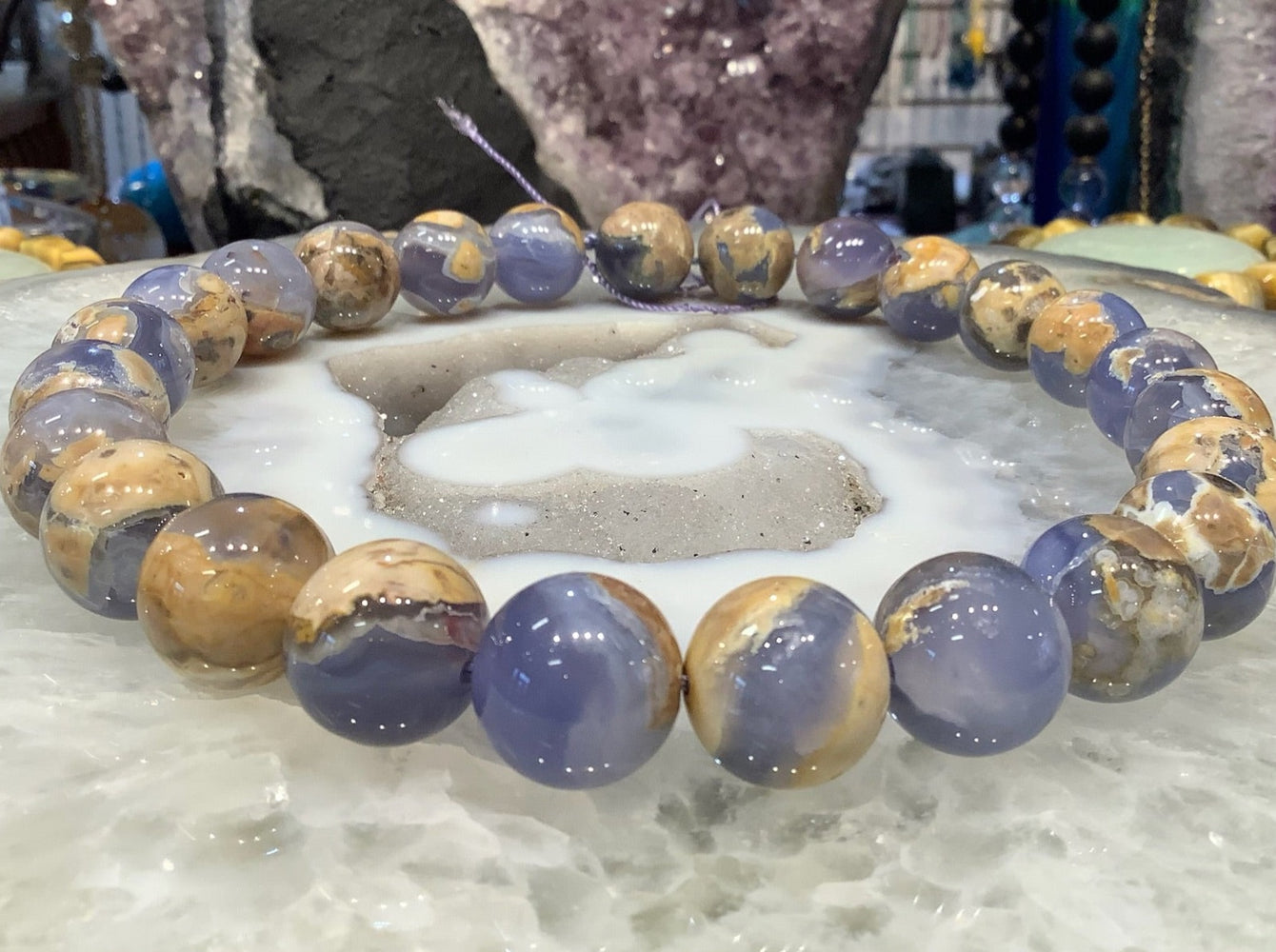 16mm Natural Blue Chalcedony Gemstone Beads #2