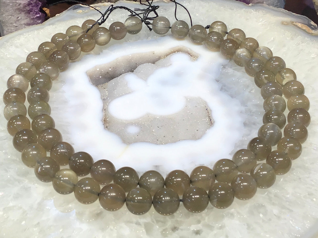 12mm Smoky moonstone round gemstone Beads