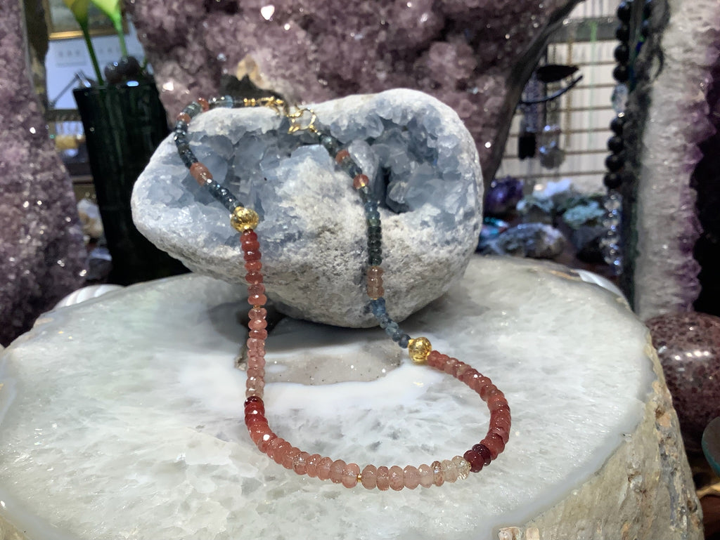 Stunning Gem Quality Shaded Moss Aquamarine & Andesine Labradorite Faceted Gemstone Beads