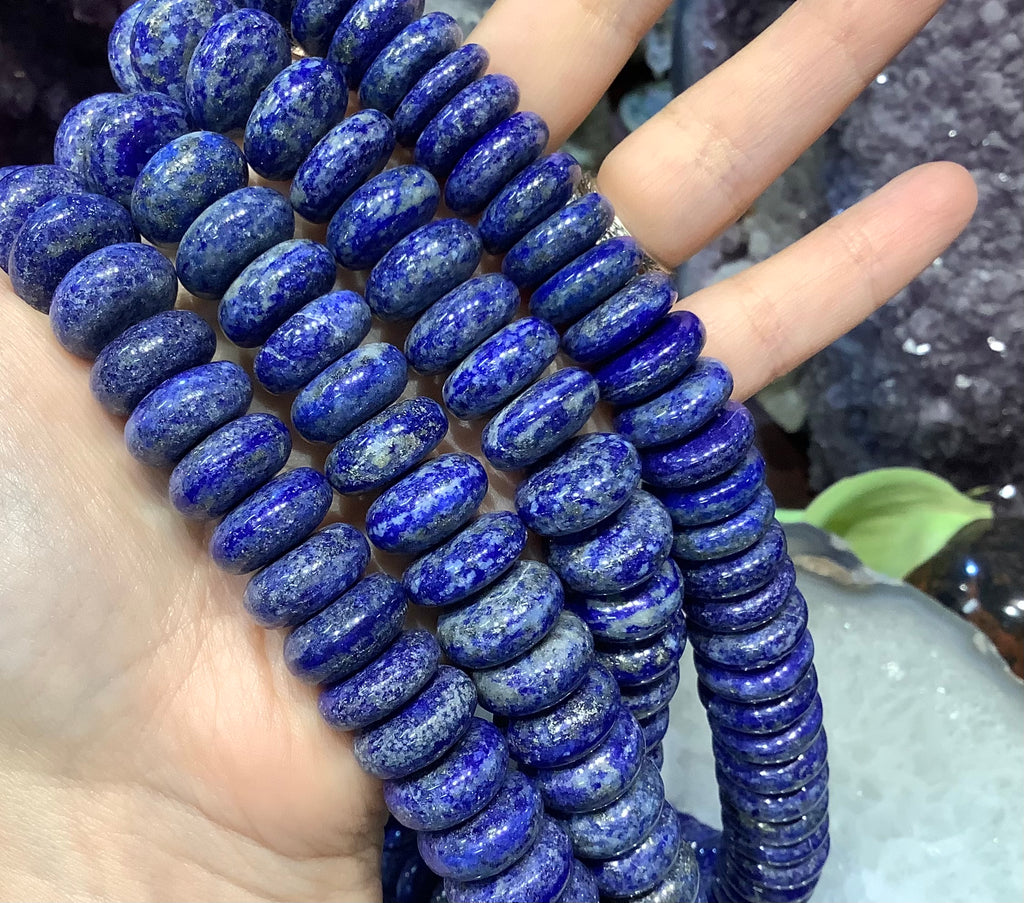 Lapis lazuli 16mm smooth rondelle gemstones