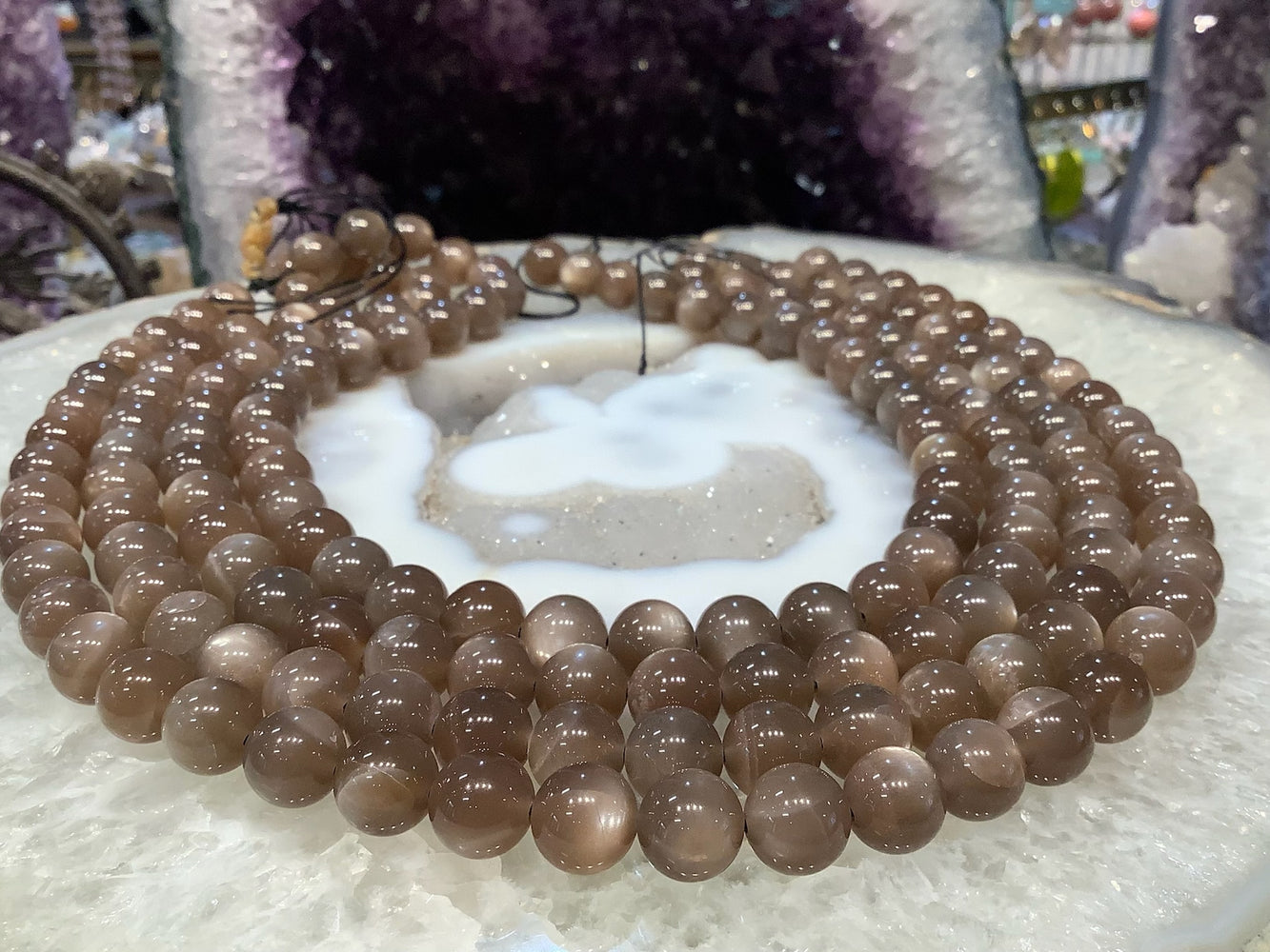 Stunning Chocolate Brown Moonstone Round Gemstone Beads - 10mm
