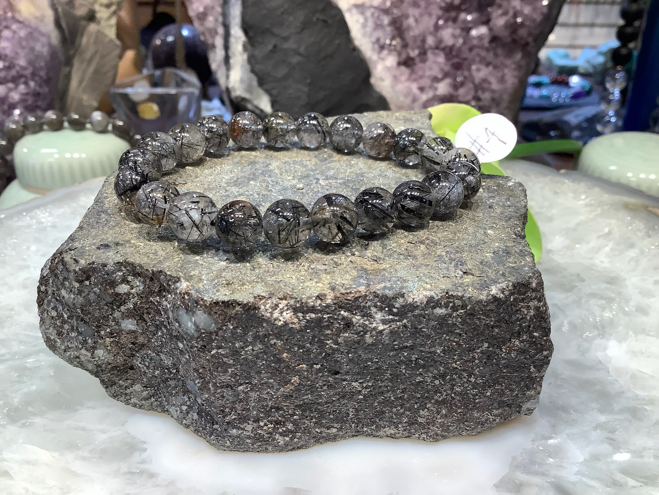 9mm Stunning Black Tourmaline Rutilated Quartz Gemstone Quartz #4