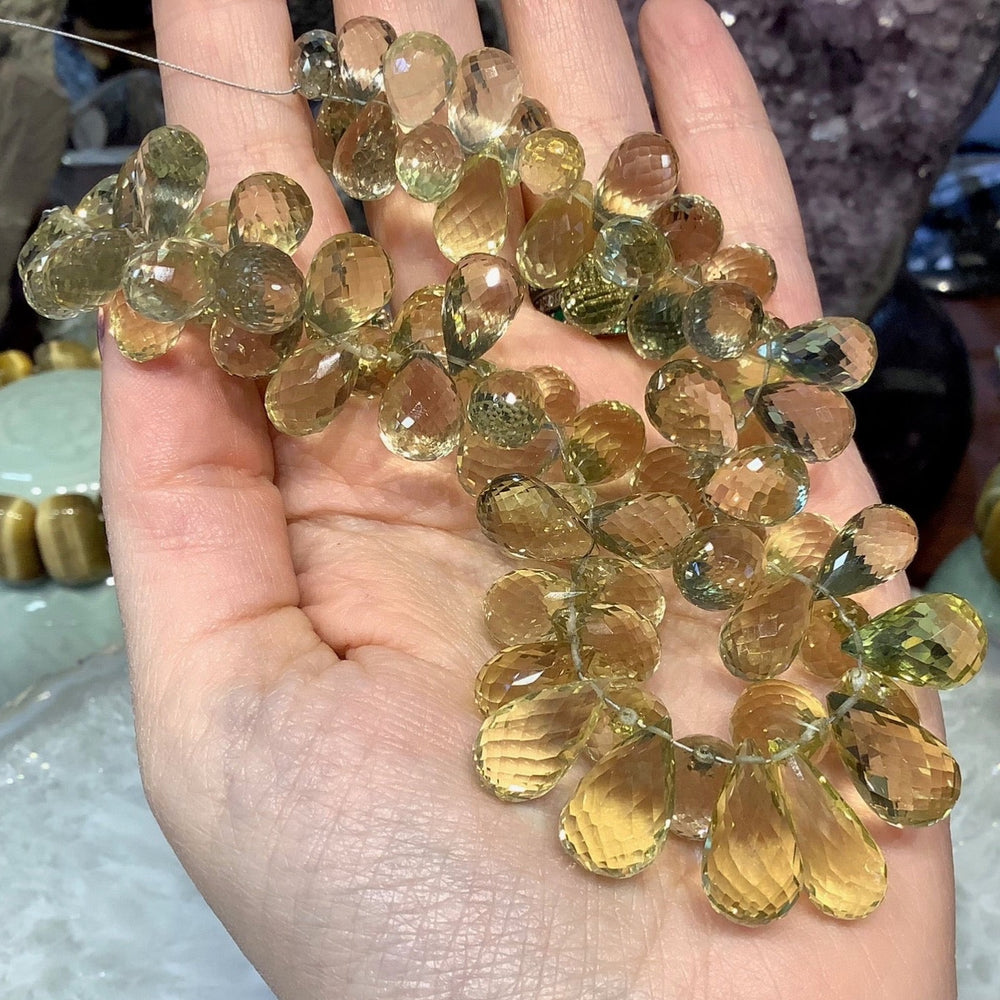 Lemon Topaz Faceted Teardrop Gemstone Pendant Beads