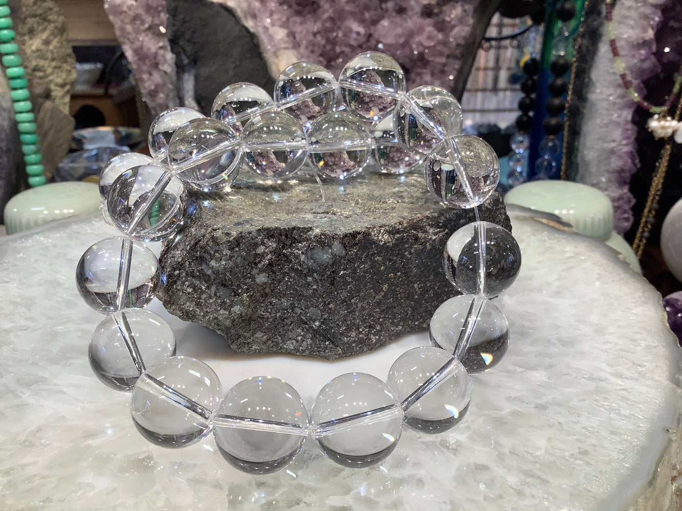 Rock quartz crystal 20mm round gemstone beads