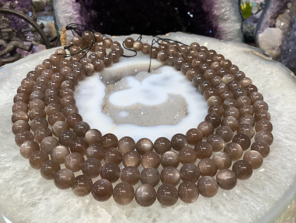 Stunning Chocolate Brown Moonstone Round Gemstone Beads - 10mm