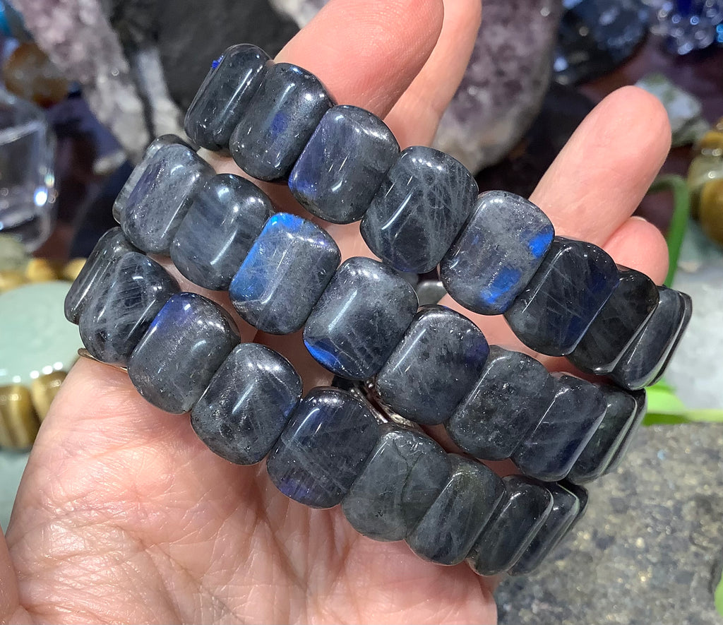 Labradorite blue flash cuff gemstone bracelet