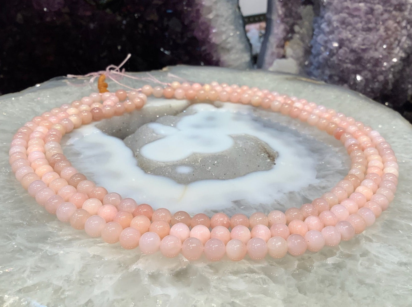 Natural Peru Pink opal Round Gemstone Beads - 6mm