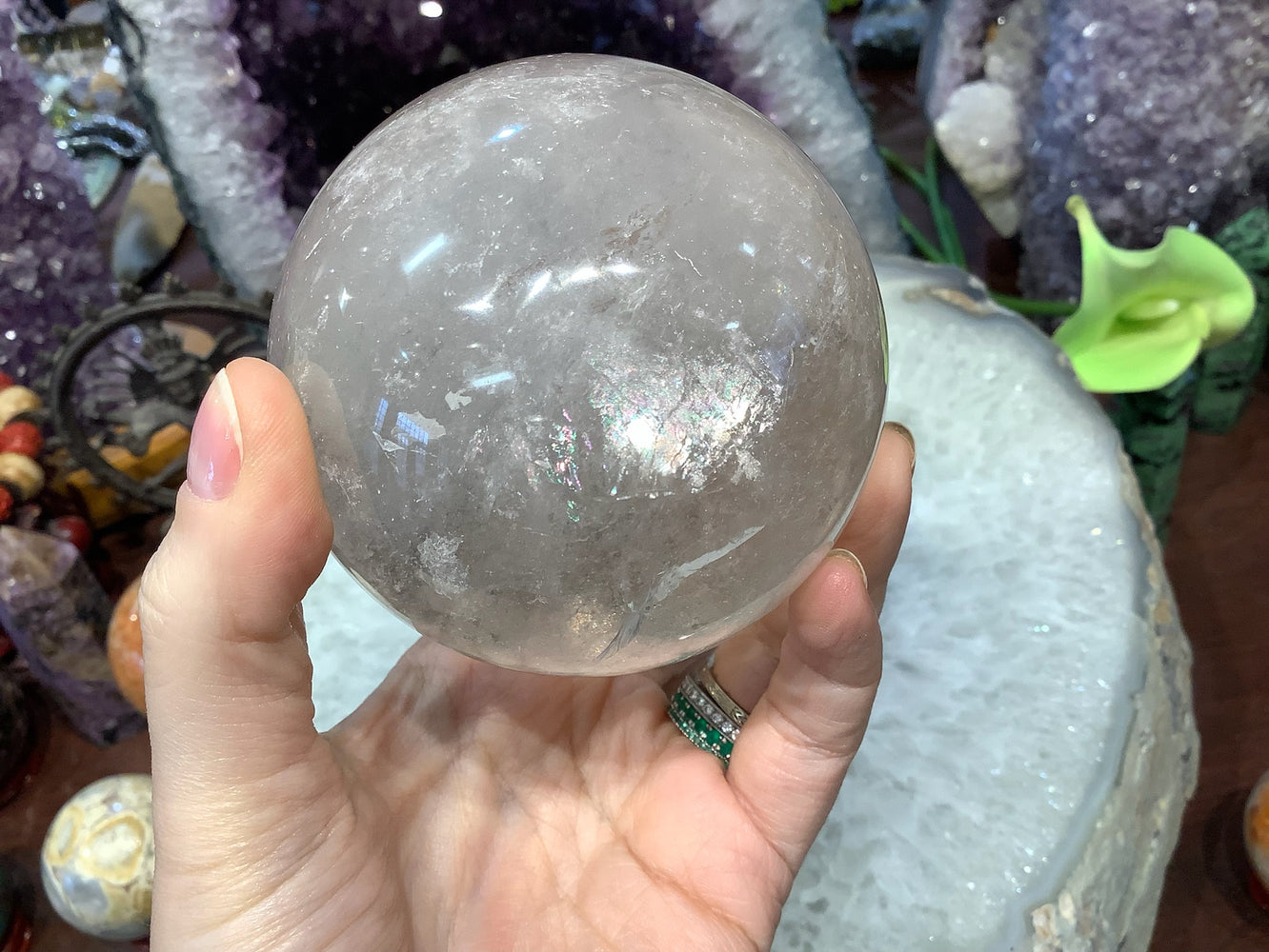 62mm Natural Rock Crystal Round Gemstone Sphere Healing Sphere