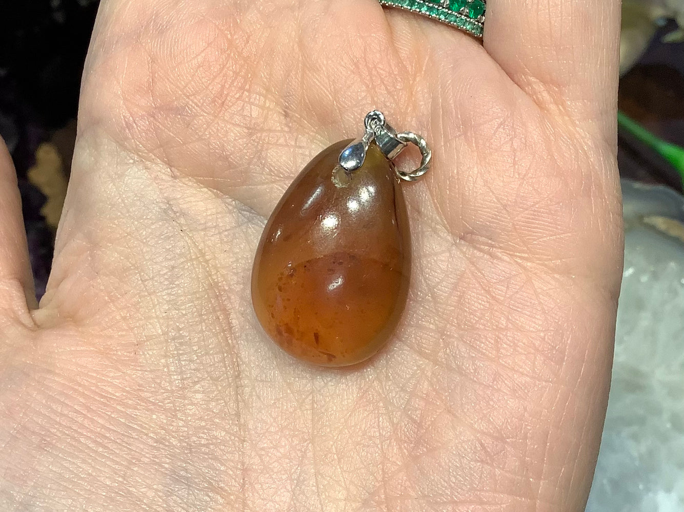Natural Sumatra blue amber pendant #2 from Indonesia