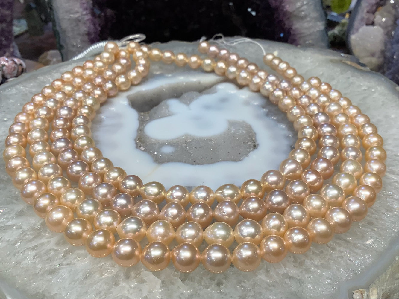 Stunning Natural Champagne Cream Nucleus Freshwater Pearls - Amazing Luster (10mm)