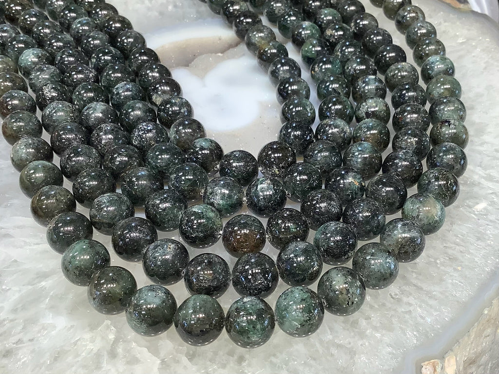 Green kyanite round gemstone beads- 12mm