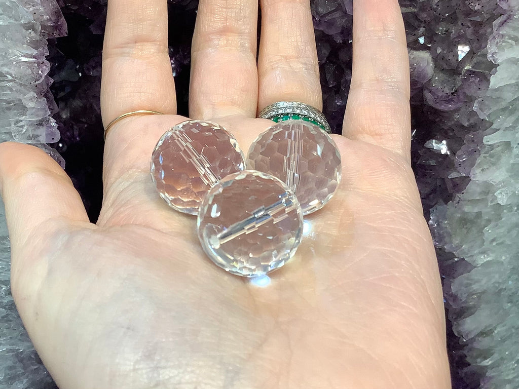 3  Quartz faceted cut  20mm gemstones beads