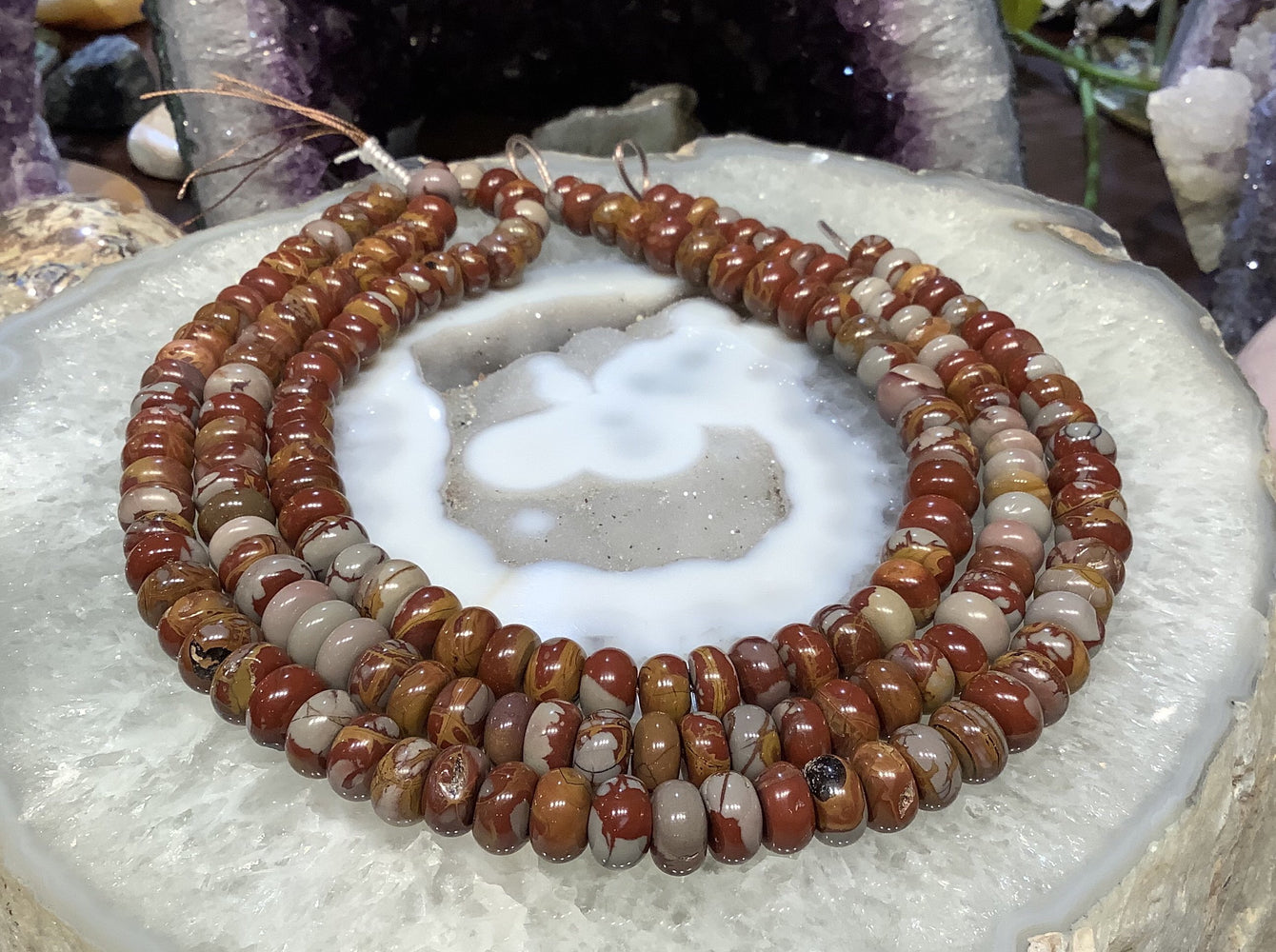 Noreena jasper 12mm  smooth rondelle gemstones
