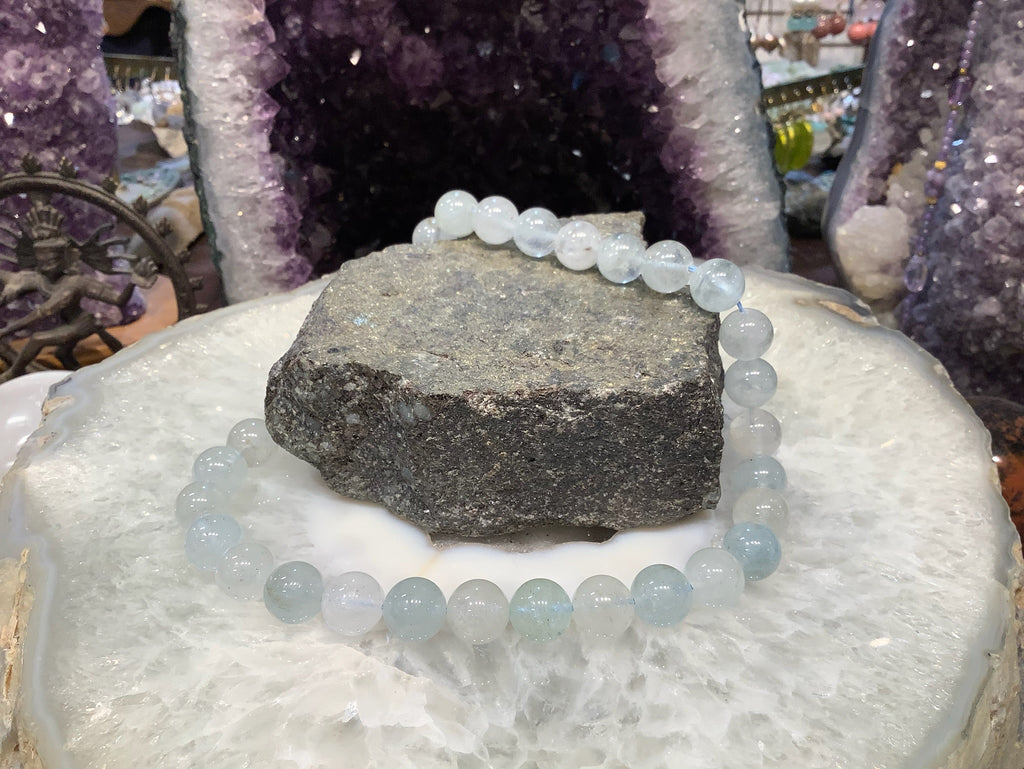 Stunning Natural Aquamarine Goshenite Round Gemstone Beads - 12mm