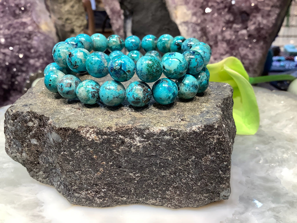 Stunning Natural Aqua Blue with Copper Chrysocolla Bracelet 8mm