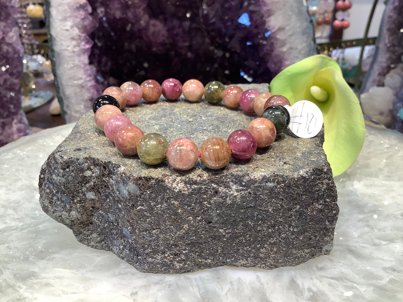 Natural Tourmaline 9.5mm multicolour gemstone bracelet #10