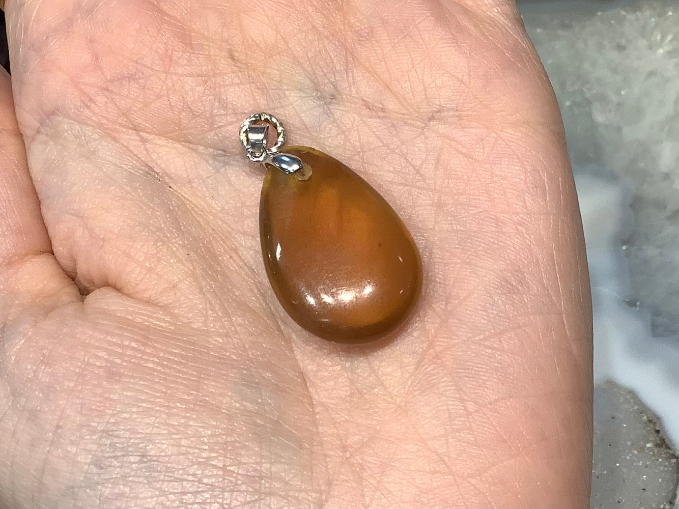 Natural Sumatra blue amber pendant #1 from Indonesia