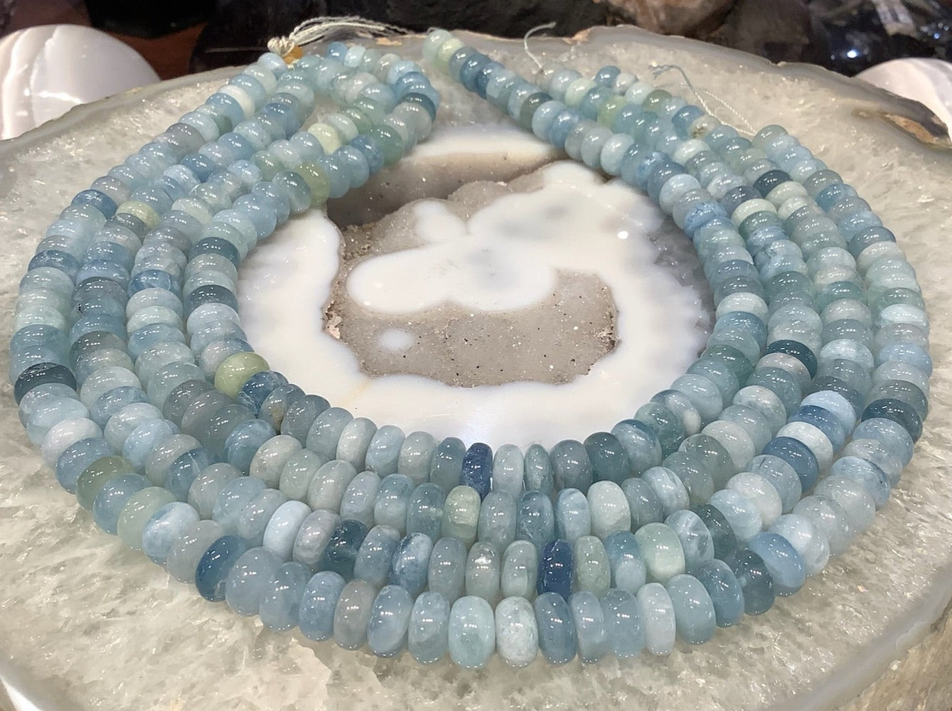 Natural Multicolor Aquamarine Gemstone Rondelles - 10mm