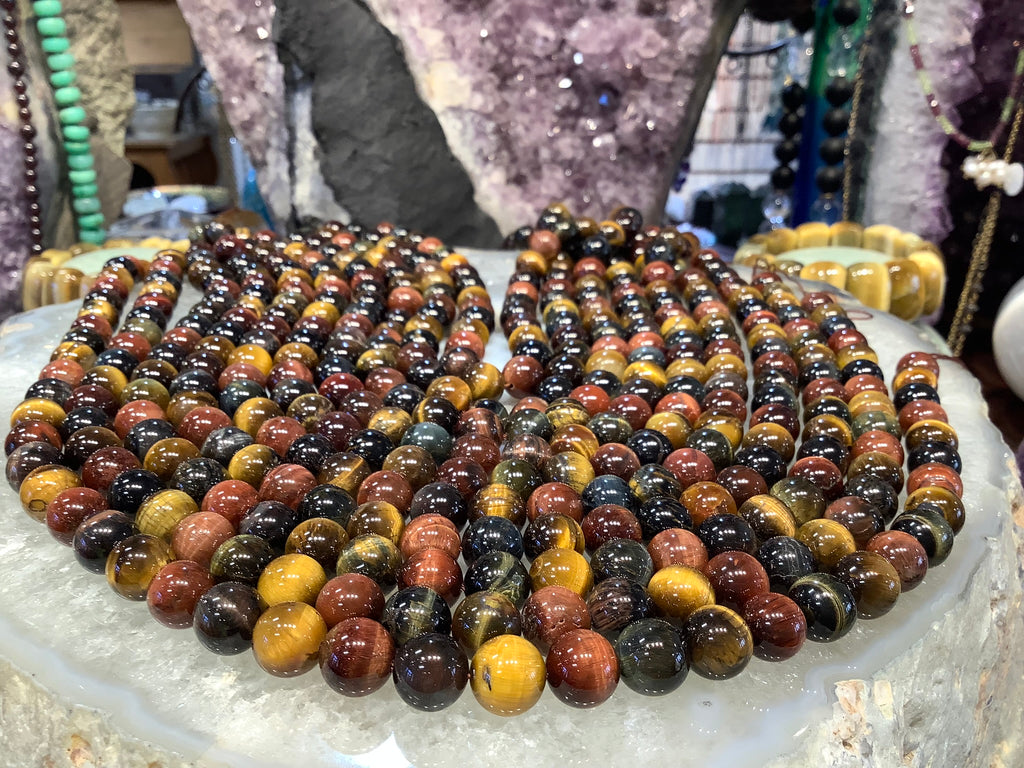 Multicolour tiger eye 10mm round gemstones