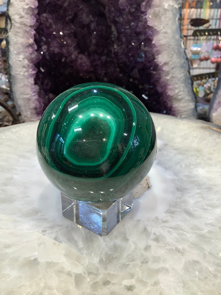 Beautiful Malachite gemstone sphere - 55mm