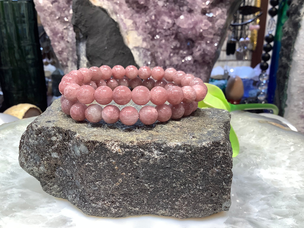 Strawberry Quartz 8mm round gemstone bracelet
