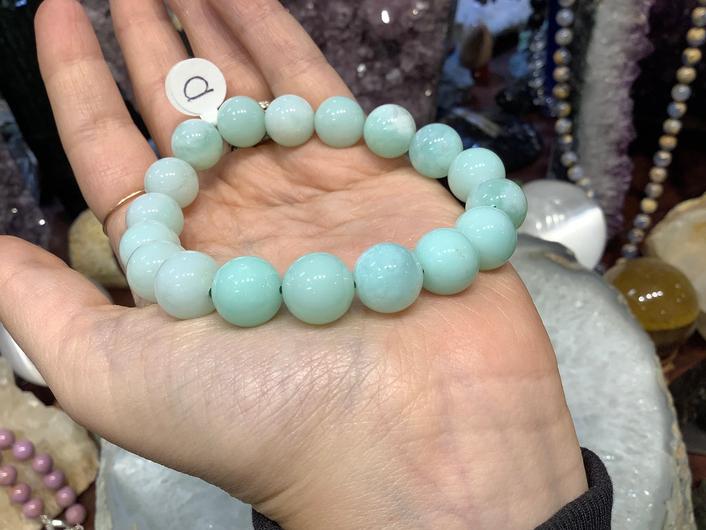 Natural green chrysoprase 11.5mm gemstone bracelet D