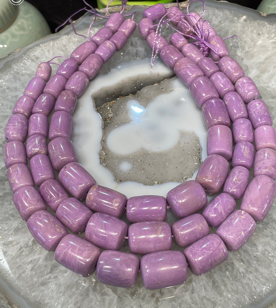 Large Rare Phosphosiderite Barrel Gemstone Beads - Argentina