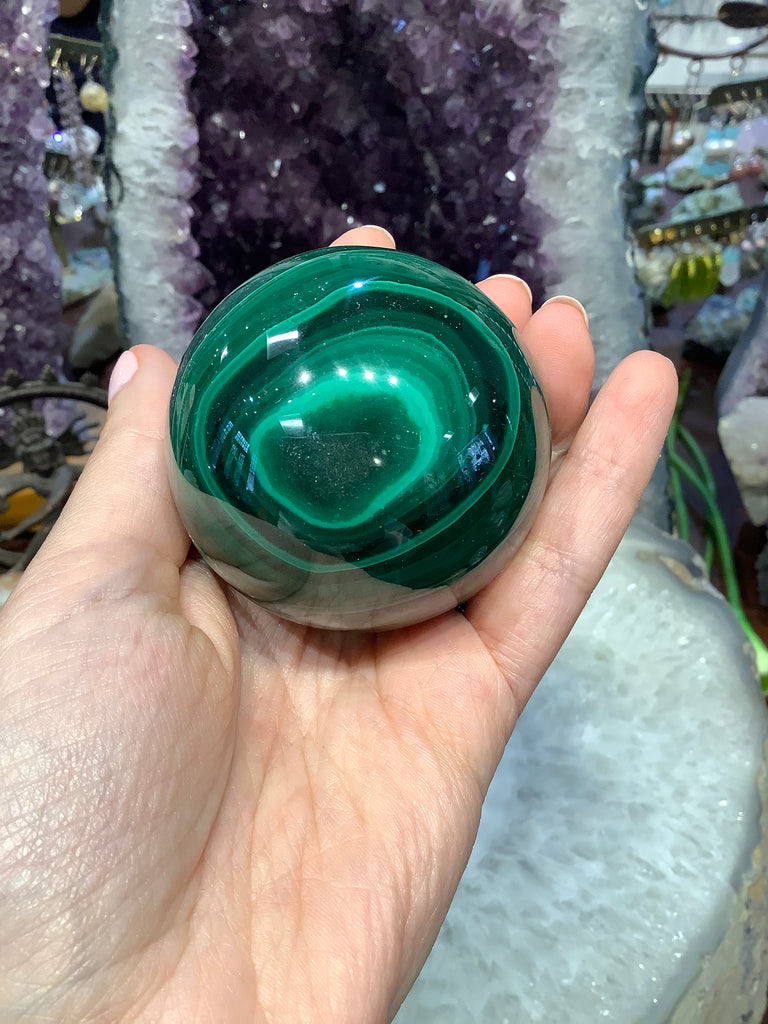 Beautiful Malachite gemstone sphere - 55mm
