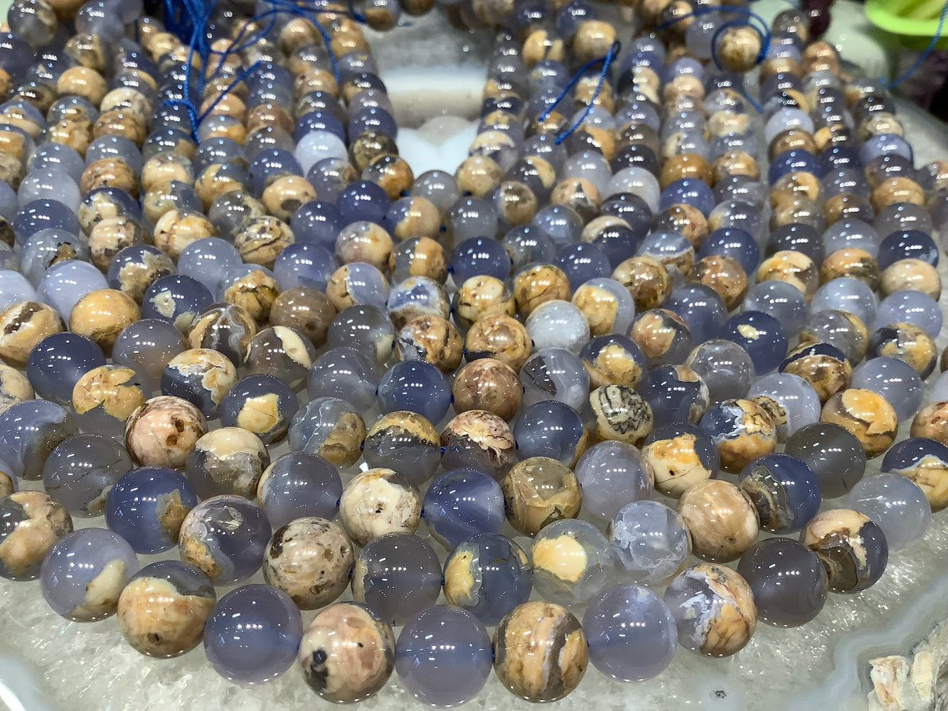 10mm Stunning Blue Chalcedony Gemstone Beads