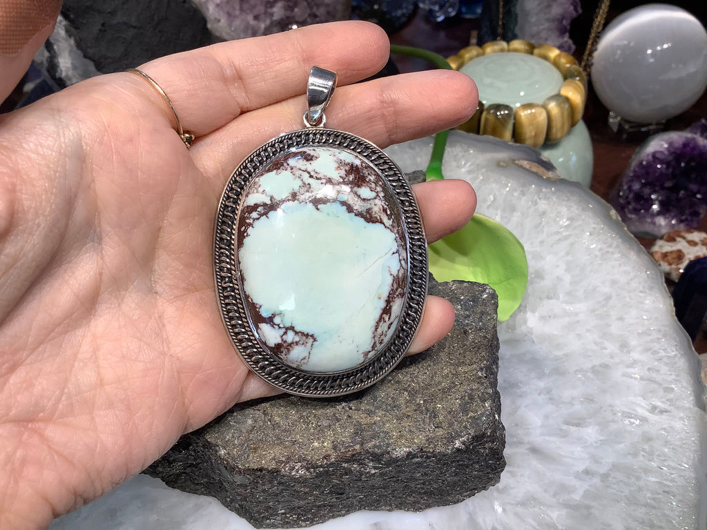Magnificent Large Nepal turquoise & sterling silver pendant