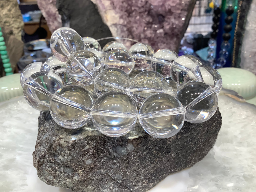 Rock quartz crystal 20mm round gemstone beads