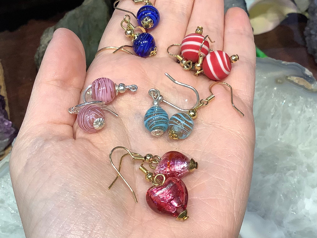 Murano glass earring 5 pair assorted lot