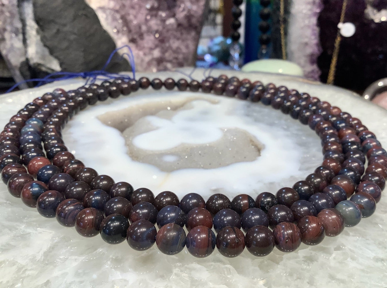 8mm Multicolor Red Purple Blue Sieber Agate Round Gemstone Beads #2